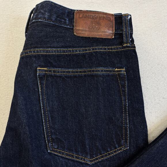 Lands End Jeans Mens 32x27 Square Rigger Blue Denim Coupe Classique Traditional - Picture 2 of 9